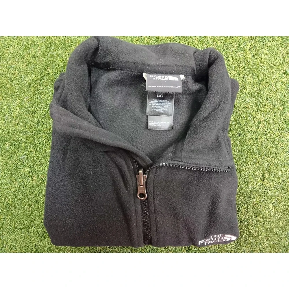 The North Face Fleece Jacket Mens Large Black Logo Mock Neck Full‎ Zip Casual